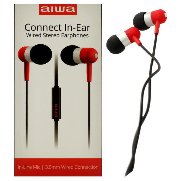 Aiwa Audio Connect In-Ear Stereo Earphones - Red by Aiwa for Unisex - 1 Pc Earphones