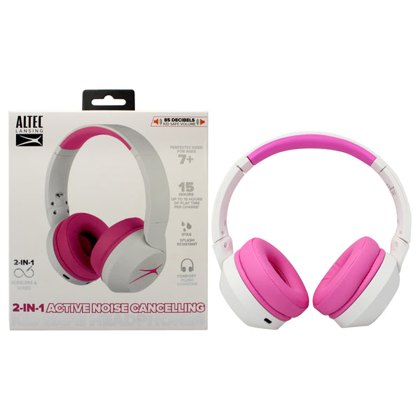 Altec Lansing Kid Safe 2-in-1 ANC Headphones - Whiteout Pop Pink by Altec Lansing for Kids - 1 Pc Headphones