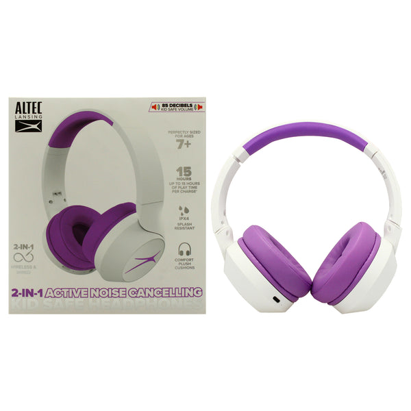 Kid Safe 2-in-1 ANC Headphones - Whiteout Electric Purple by Altec Lansing for Kids - 1 Pc Headphones