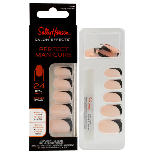 Sally Hansen Salon Effects Perfect Manicure Oval Nails - OV141 Swoop There It Is by Sally Hansen for Women - 52 Pc 24 Nails, 24 Adhesive Tabs, Nail File, Pre Pad, Cuticle Stick, 0.06oz Nail Glue