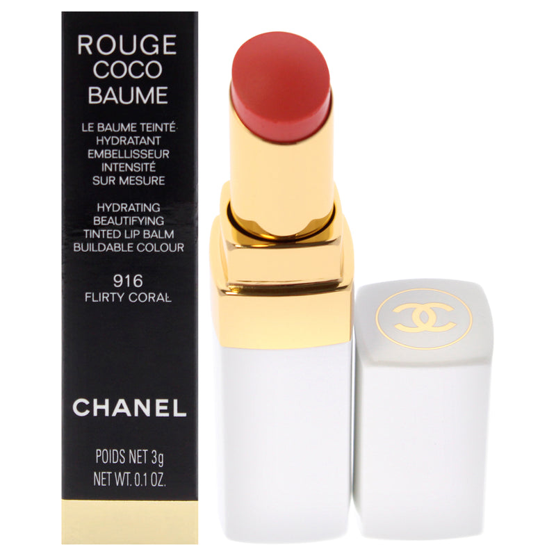 Rouge Coco Baume Hydrating Beautifying Tinted - 916 Flirty Coral by Chanel for Women - 0.1 oz Lip Balm