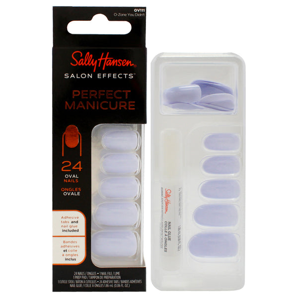 Sally Hansen Salon Effects Perfect Manicure Oval Nails - OV111 O-Zone You Didnt by Sally Hansen for Women - 52 Pc 24 Nails, 24 Adhesive Tabs, Nail File, Pre Pad, Cuticle Stick, 0.06oz Nail Glue