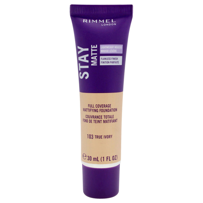 Rimmel London Stay Matte Lightweight Mousse Foundation - 103 True Ivory by Rimmel London for Women - 1 oz Mousse Foundation