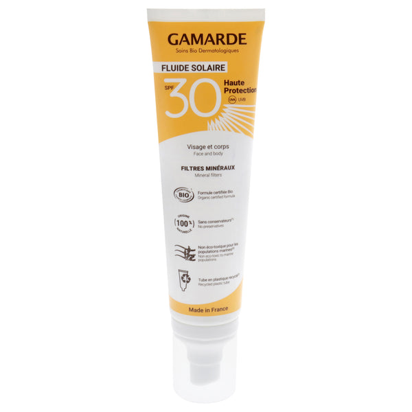 Face and Body Sun Fluid SPF 30 by Gamarde for Women - 3.38 oz Sunscreen