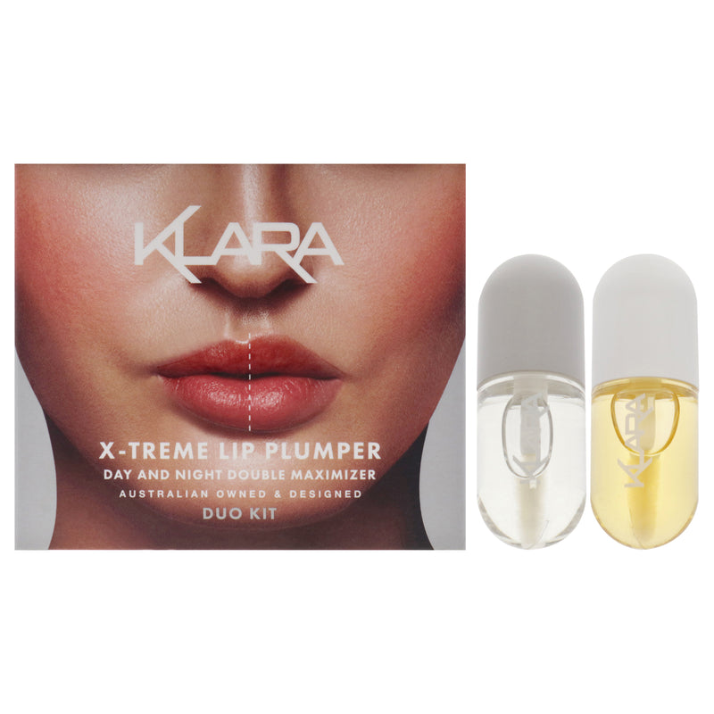 X-Treme Lip Plumper Duo by Klara for Women - 2 Pc 0.18oz Lip Maximizer Day Plumper, 0.18oz Lip Care Night treatment