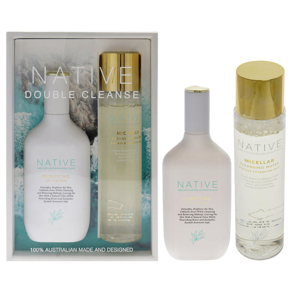 Native Double Cleanse Kit by Klara for Women - 2 Pc 4.05oz Purifying Gel Cleanser, 6.76oz Native Micellar Water