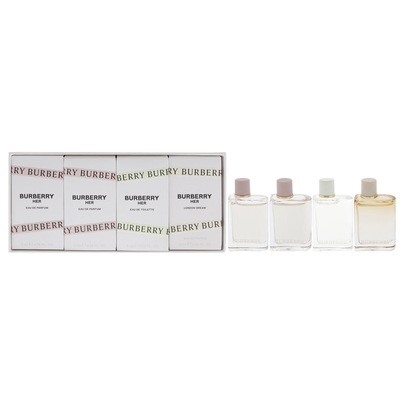 Burberry Burberry Her by Burberry for Women - 4 Pc Mini Gift Set 2 x 0.16oz Burberry Her EDP Spray, 0.16oz Burberry London Dream EDP Spray, 0.16oz Burberry Her EDT Spray