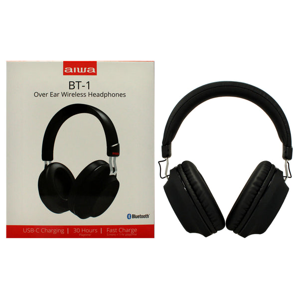 Aiwa Audio BT-1 Over Ear Wireless Headphone - Black by Aiwa for Unisex - 1 Pc Headphone