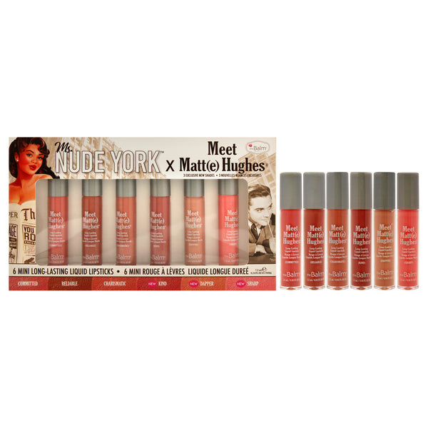 TheBalm Meet Matte Hughes Liquid Lipstick Set by the Balm for Women - 6 Pc 0.04oz Lipstick - Commited, 0.04oz Lipstick - Reliable, 0.04oz Lipstick - Charismatic, 0.04oz Lipstick - Kind, 0.04oz Lipstick - Dapper, 0.04oz Lipstick - Sharp