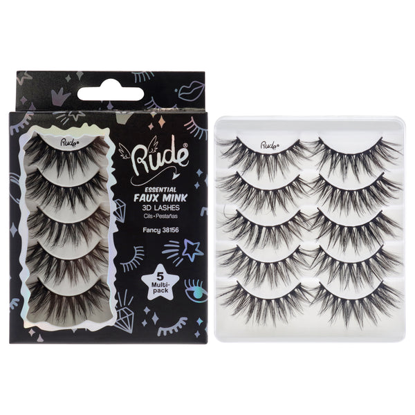 Rude Cosmetics Essential Faux Mink 3D Lashes - Fancy by Rude Cosmetics for Women - 5 Pair Eyelashes