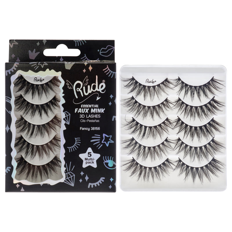 Rude Cosmetics Essential Faux Mink 3D Lashes - Fancy by Rude Cosmetics for Women - 5 Pair Eyelashes