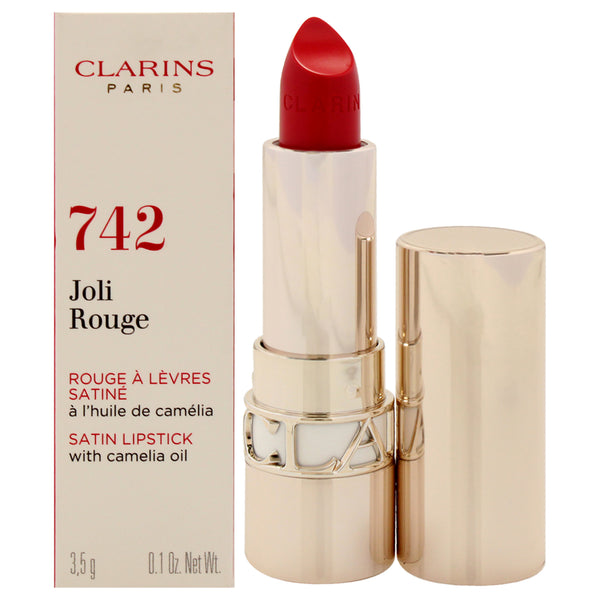 Clarins Joli Rouge Satin Lipstick - 742 Joli Rouge by Clarins for Women - 0.1 oz Lipstick