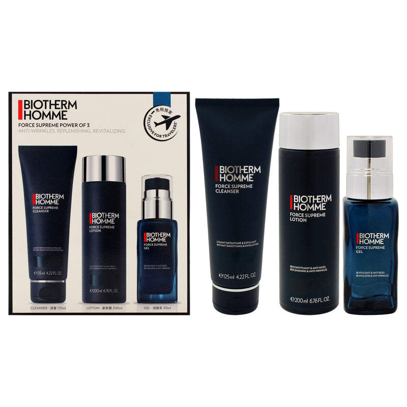 Biotherm Homme Force Supreme Power Set by Biotherm for Men - 3 Pc 4.22oz Force Supreme Cleanser, 6.76oz Force Supreme Lotion, 1.69oz Force Supreme Gel