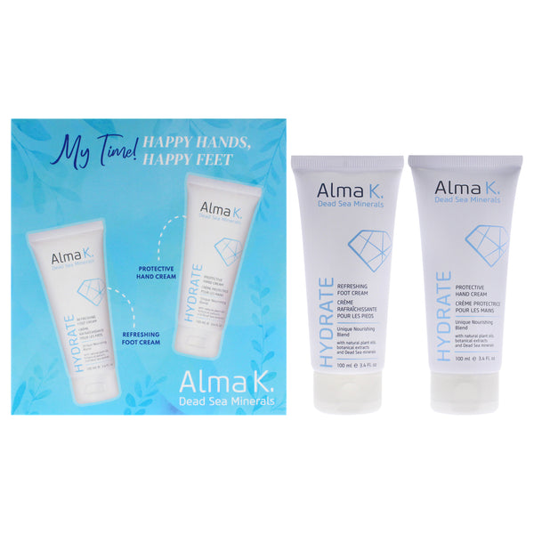 Happy Hands Happy Feet Set by Alma K for Women - 2 Pc 3.4oz Protective Hand Cream, 3.4oz Refreshing Foot Cream