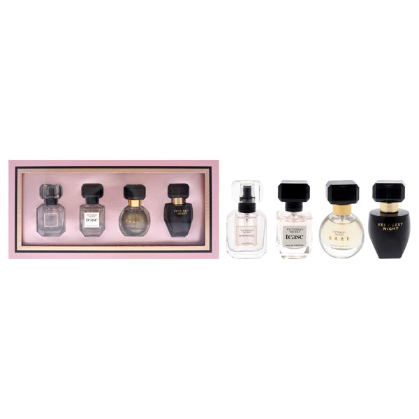 Victoria's Secret Fragrance Discovery Set by Victorias Secret for Women - 4 Pc Mini Gift Set 0.25oz Bombshell EDP Spray , 0.25oz Tease EDP Spray , 0.25oz Bare EDP Spray , 0.25oz Very Sexy Night EDP Spray