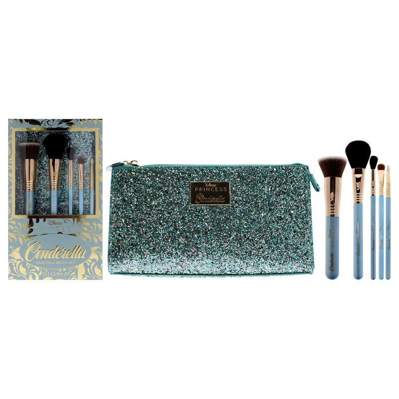 Fairytale Brush Set by SIGMA for Women - 5 Pc Flat Kbuki Brush - F80, Powder Blush Brush - F10, Tapered Blending Brush - E40, Eye Shading Brush - E55, Pencil Brush - E30