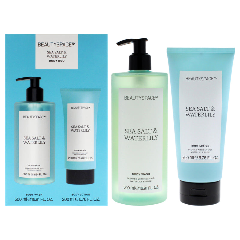 SpaceNK Beauty Space Body Duo - Sea Salt and Waterlily by SpaceNK for Unisex - 2 Pc 16.91oz Body Wash , 6.76oz Body Lotion