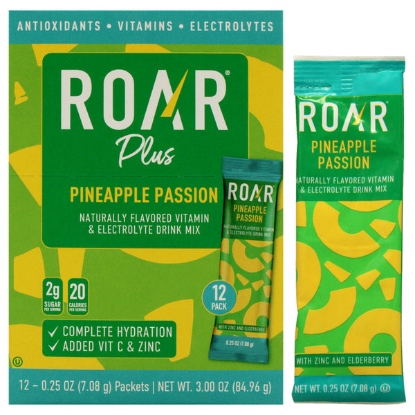 Naturally Flavored Vitamin and Electroly Drink Mix - Pineapple Passion by Roar - 12 x 0.05 oz Electrolytes