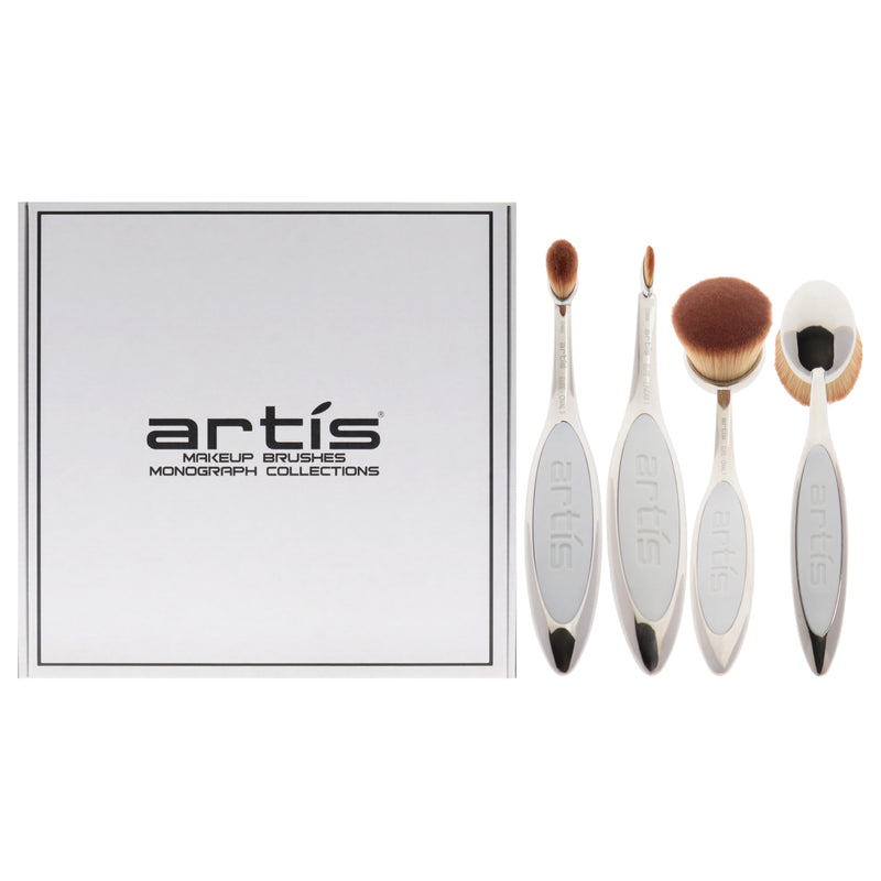 Elite 3 Brush  Set - Mirror  by Artis for Women - 3 Pc Elite Oval 7 Brush - Mirror, Elite Oval 3 Brush - Mirror, Elite Linear 1 Brush - Mirror, Travel Case Large - Black