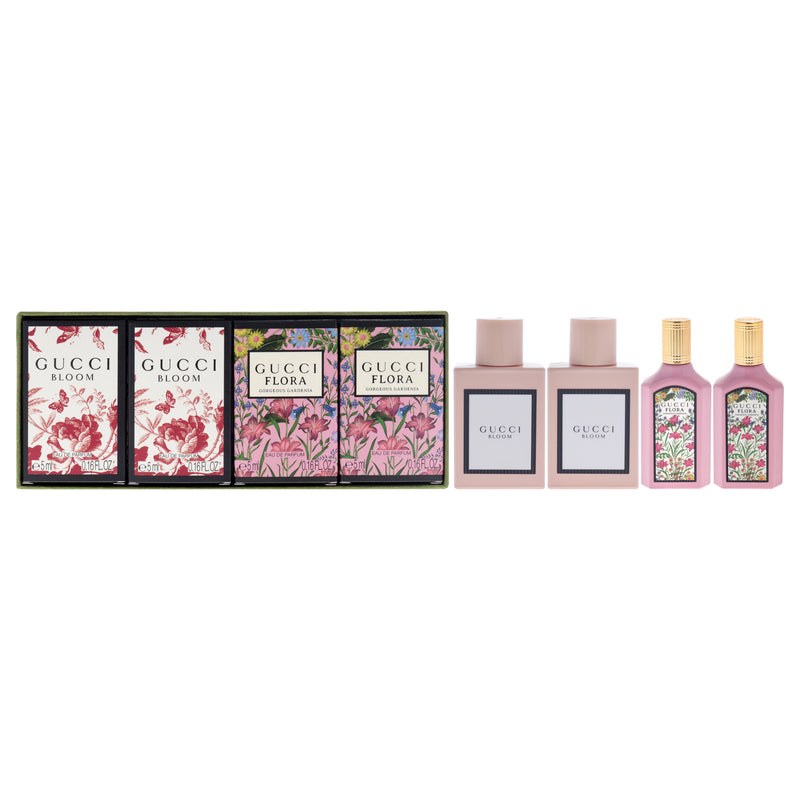 Gucci Variety by Gucci for Women - 4 Pc Mini Gift Set 2 x 0.16oz Gucci Bloom EDP Spray, 2 x 0.16oz Flora EDP Spray