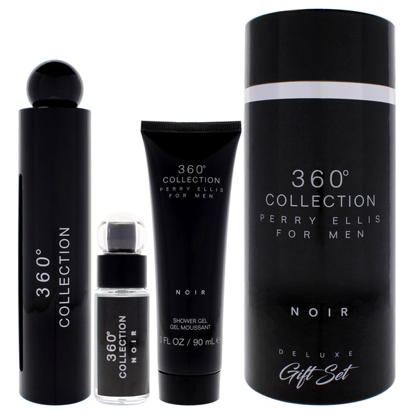 Perry Ellis 360 Black by Perry Ellis for Women - 3 Pc Gift Set 3.4oz EDP Spray, 0.25 EDP Spray (Mini), 3oz Shower Gel