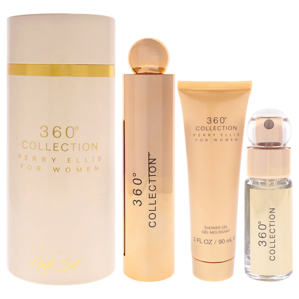 Perry Ellis 360 Collection Deluxe by Perry Ellis for Women - 3 Pc Gift Set 3.4oz EDP Spray, 0.25oz EDP Spray (Mini), 3oz Shower Gel