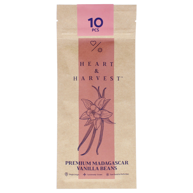 Madagascar Vanilla Beans Grade A by Heart & Harvest for Unisex - 10 Pc Spices
