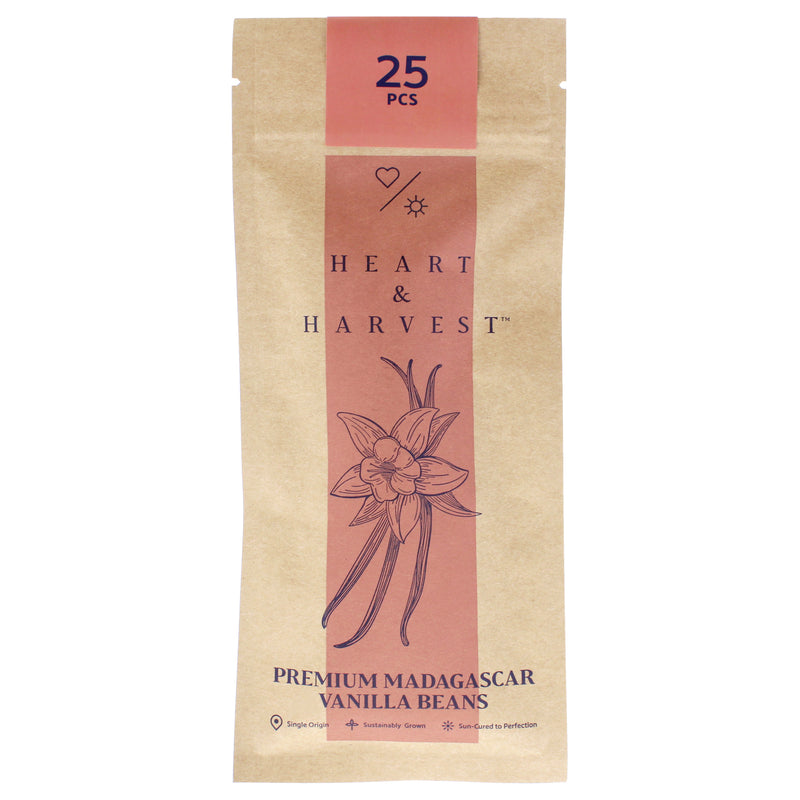 Madagascar Vanilla Beans Grade A by Heart & Harvest for Unisex - 25 Pc Spices