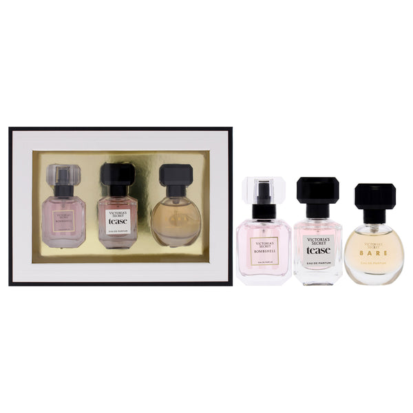 Victoria's Secret Victorias Secret by Victorias Secret for Women - 3 Pc Mini Gift Set 0.25oz Bombshell EDP Spray, 0.25oz Tease EDP Spray, 0.25oz Bare EDP Spray