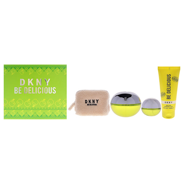 Donna Karan Dkny Be Delicious For Women - 4 Pc Gift Set Eau De Parfum Spray 0.5oz Eau De Parfum Spray Body Lotion Pouch 90ml/3.4oz