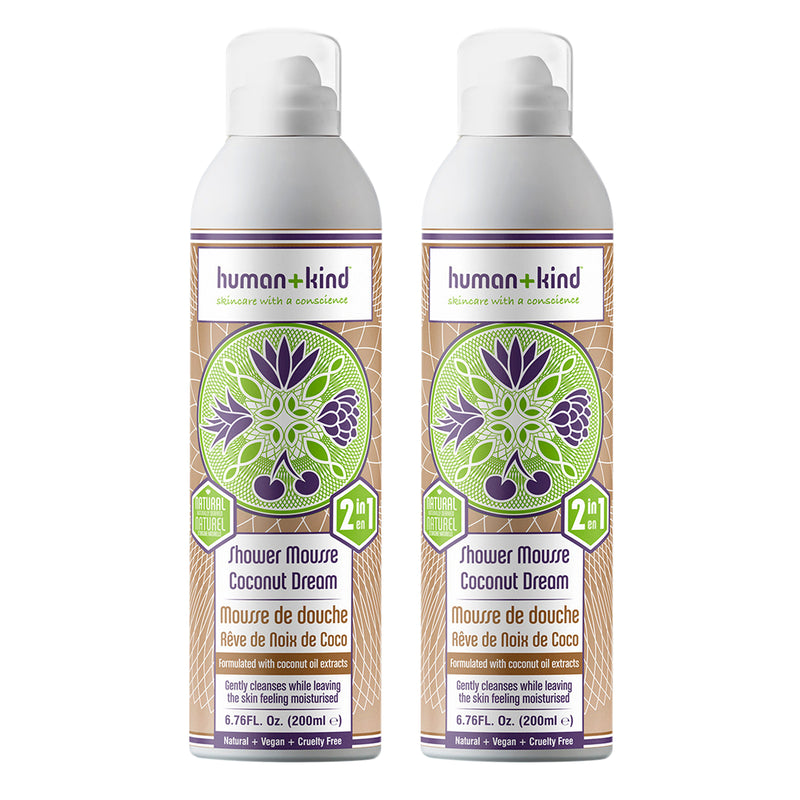 Human+Kind Shower Mousse Bodywash - Coconut Dream - Pack of 2 by Human+Kind for Unisex - 6.76 oz Body Wash