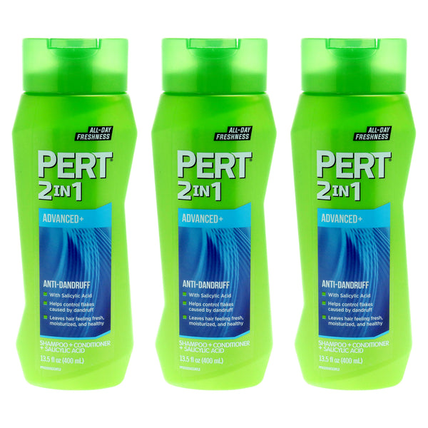 Anti-Dandruff 2 in 1 Shampoo and Conditioner by Pert for Unisex - 13.5 oz Shampoo and Conditioner - Pack of 3