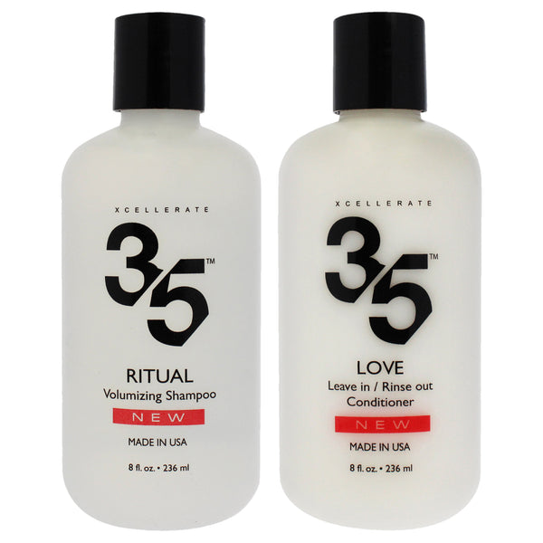 Xcellerate35 Ritual Volumizing Shampoo and Love Leave-In Conditioner Kit by Xcellerate35 for Unisex - 2 Pc Kit 8oz Shampoo, 8oz Conditioner