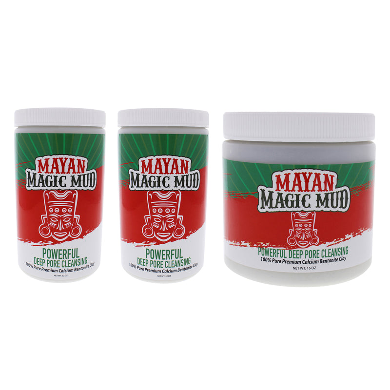 Mayan Magic Mud Powerful Deep Pore Cleansing Clay Kit by Mayan Magic Mud for Unisex - 3 Pc Kit 2 x 32oz Cleanser, 16oz Cleanser