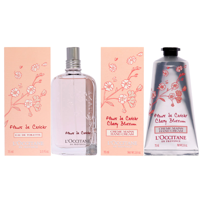 L'Occitane Cherry Blossom Fragrance and Hand Cream Kit by LOccitane for Women - 2 Pc Kit 2.5oz EDT Spray, 2.6oz Hand Cream