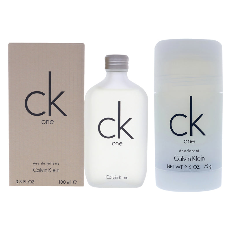 Calvin Klein CK One Kit by Calvin Klein for Unisex - 2 Pc Kit 3.3oz EDT Spray, 2.6oz Deodorant Stick