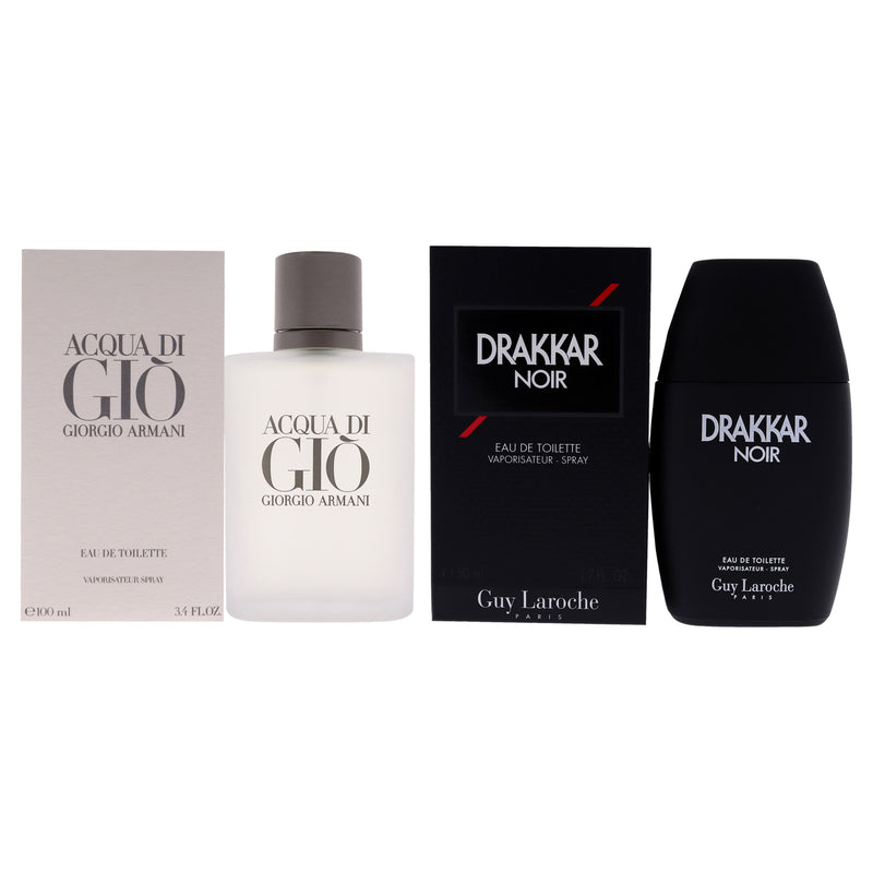 Various Designers Acqua Di Gio and Drakkar Noir Kit by Various Designers for Men - 2 Pc Kit 3.4 oz EDT Spray, 1.7 oz EDT Spray