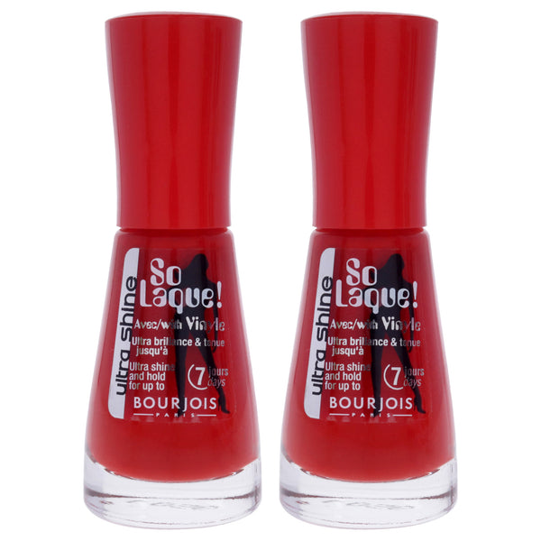 Bourjois So Laque Ultra Shine - 25 Rouge Casino by Bourjois for Women - 0.3 oz Nail Polish - Pack of 2