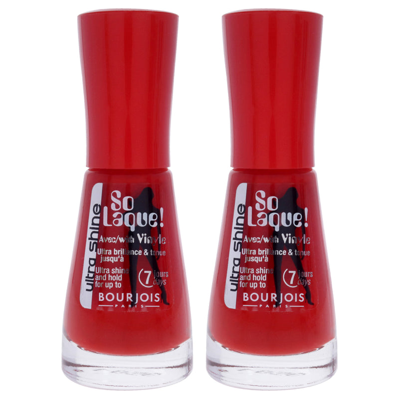 Bourjois So Laque Ultra Shine - 25 Rouge Casino by Bourjois for Women - 0.3 oz Nail Polish - Pack of 2