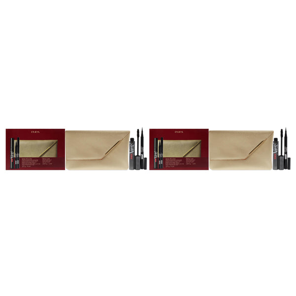 Pupa Milano Vamp! All in One and Skinny Liner Set - Pack of 2 by Pupa Milano for Women - 3 Pc 0.30oz Vamp! All in One Mascara - 101 Black, 0.034oz Skinny Liner, Handy Bag