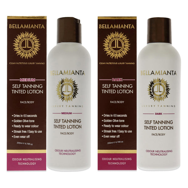 Bellamianta Self-Tanning Tinted Lotion Kit by Bellamianta for Women - 2 Pc Kit 6.76oz Bronzer - Dark, Medium