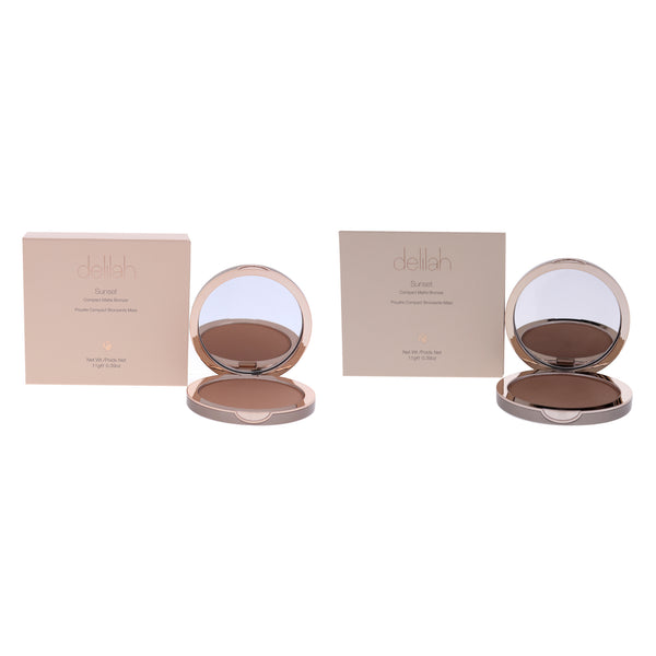 Delilah Sunset Compact Matte Bronzer Kit by Delilah for Women - 2 Pc Kit 0.39oz Bronzer - Light Medium, Medium Dark