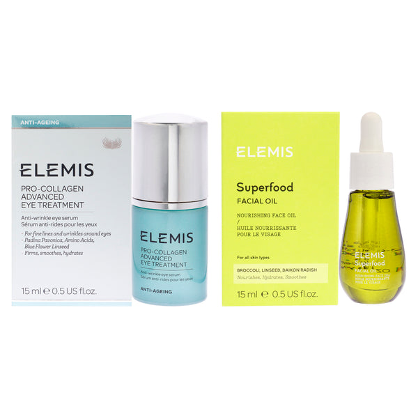 Elemis Superfood Facial Oil and Pro-Collagen Advanced Eye Treatment Kit by Elemis for Women - 2 Pc Kit 0.5oz Oil, 0.5oz Treatment