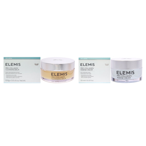 Elemis Pro-Collagen Marine Cream and Cleansing Balm Kit by Elemis for Unisex - 2 Pc Kit 1.7oz Cream, 3.5oz Cleanser