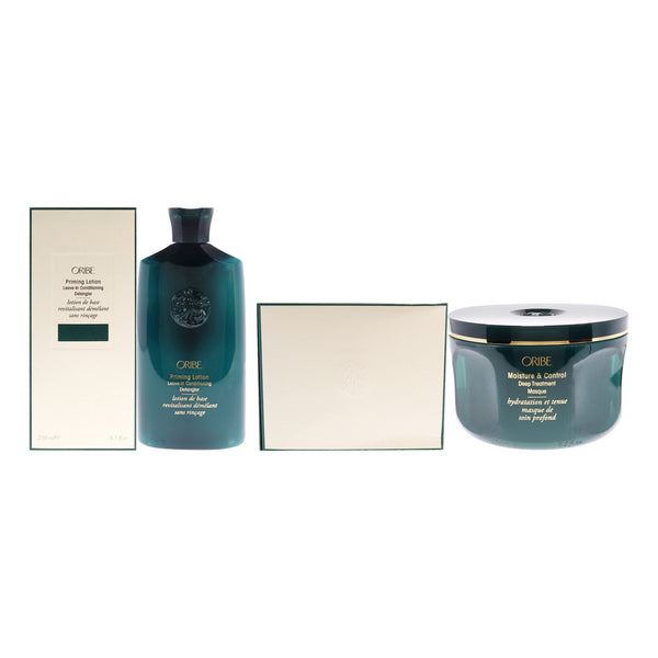 Oribe Moisture and Control Deep Treatment Masque and Priming Lotion Leave-In Conditioning Detangler Kit by Oribe for Unisex - 2 Pc Kit 8.5oz Masque, 8.5oz Detangler