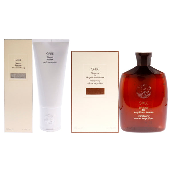 Oribe Silverati Conditioner and Shampoo For Magnificent Volume Kit by Oribe for Unisex - 2 Pc Kit 6.8oz Conditioner, 8.5oz Shampoo