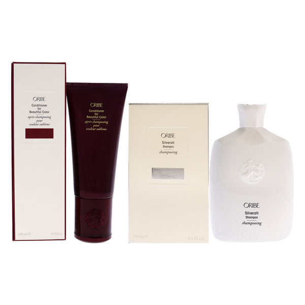 Oribe Conditioner for Beautiful Color and Silverati Shampoo Kit by Oribe for Unisex - 2 Pc Kit 6.8oz Conditioner, 8.5oz Shampoo