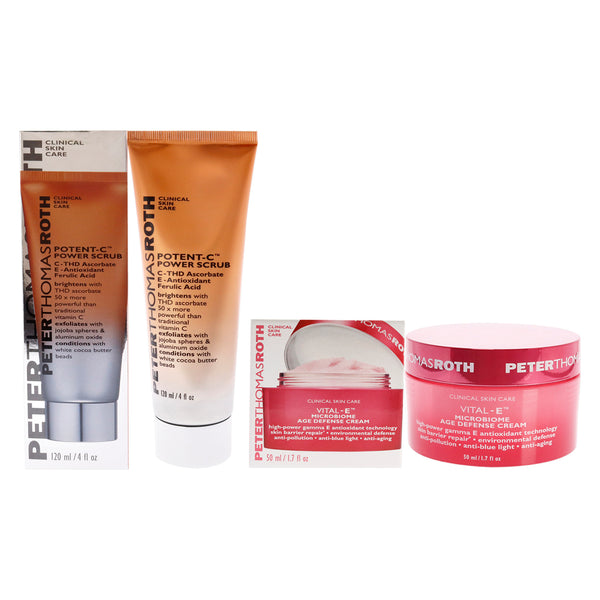 Peter Thomas Roth Vital-E Microbiome Age Defense Cream and Potent-C Power Power Scrub Kit by Peter Thomas Roth for Unisex - 2 Pc Kit 1.7oz Cream, 4oz Scrub