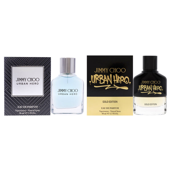 Jimmy Choo Urban Hero Kit by Jimmy Choo for Men - 2 Pc Kit 1.0 oz EDP Spray, 1.7oz EDP Spray (Gold Edition)