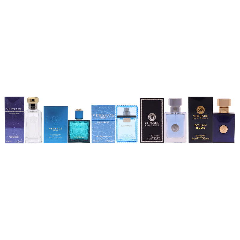 Versace Versace Kit by Versace for Men - 5 Pc Kit 1.7oz Dreamer EDT Spray, 1oz Dylan Blue EDT Spray, 1.7oz Versace Eros EDT Spray, 1oz Versace Man Eau Fraiche EDT Spray, 1oz Versace Pour Homme EDT Spray